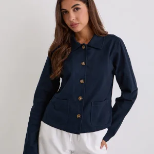 Calva Boxy Jacket in Dark Navy