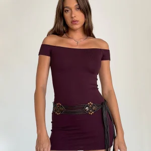 Mini robe Ciya en côtes épaisses Oxblood