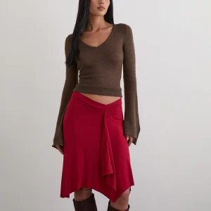 Jupe midi Esmeray, rouge adrénaline