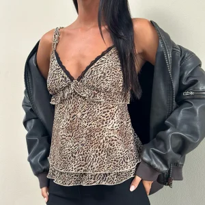 Melinda Frill Cami Top in Chiffon Leopard