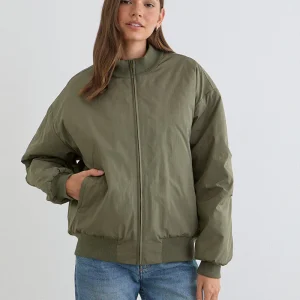 Blouson bomber bouffant Najora couleur sauge foncé
