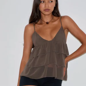 Selvina Frill Cami Top in Olive