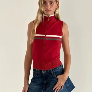 Tabeya - Veste en tricot sans manches - Rouge