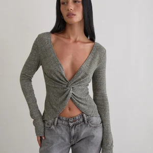 Zoril Twist Top in Glitter Knit Khaki